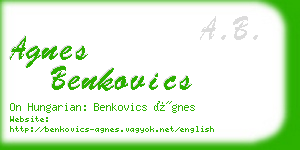 agnes benkovics business card